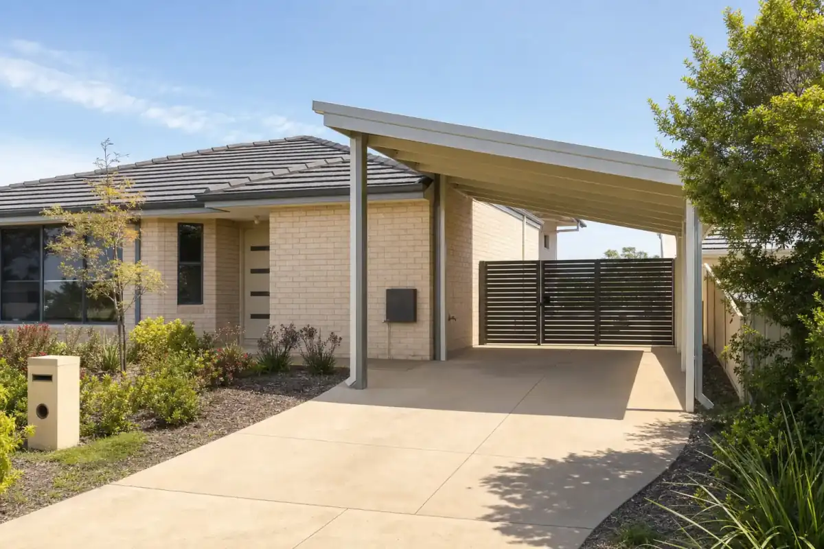 Single carport in Perth, Colorbond steel, freestanding skillion roof